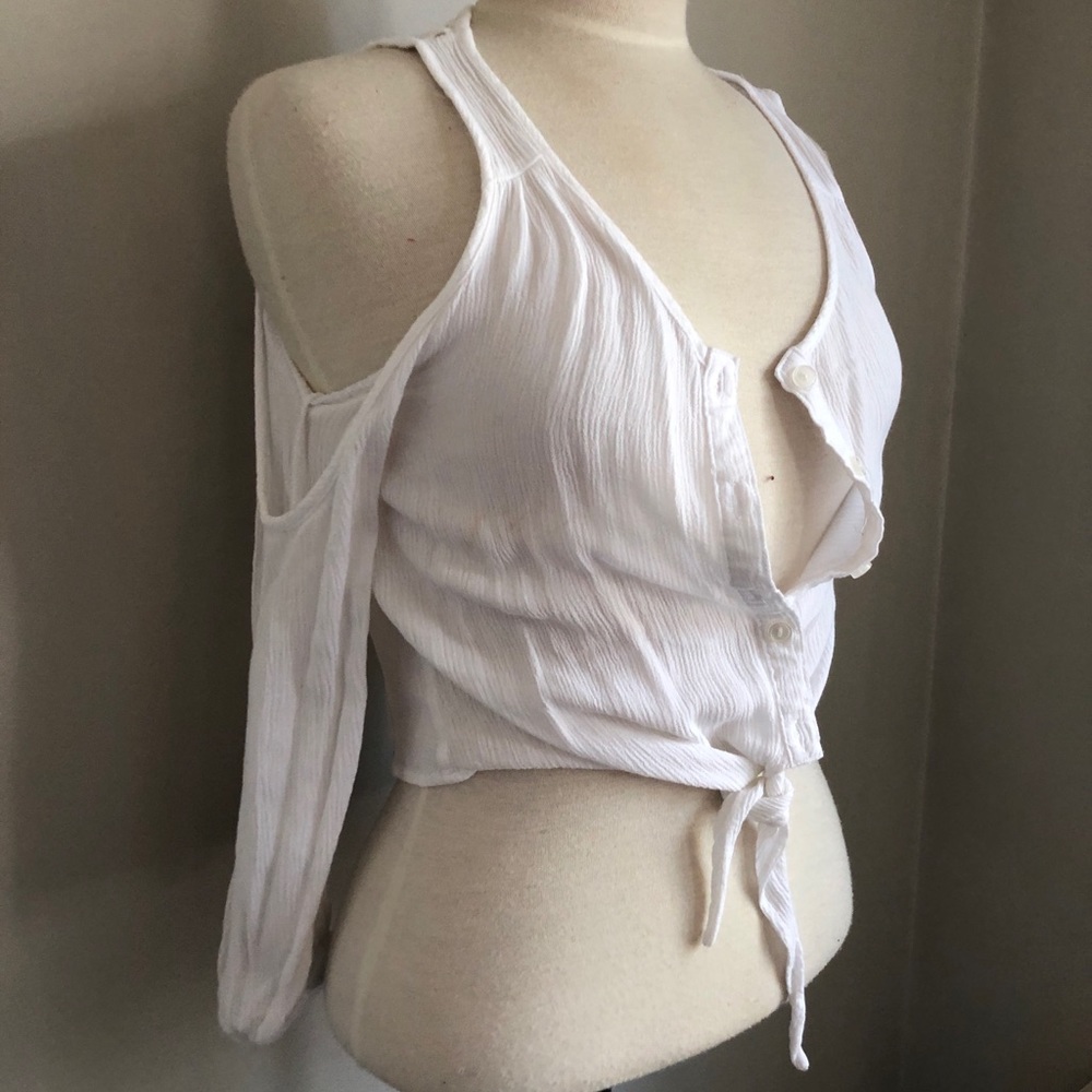 Crop long sleeve button down